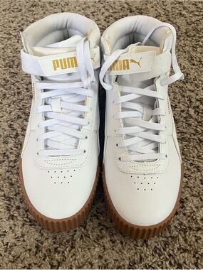 Puma White High-Top Sneakers with Brown Sole Women’s